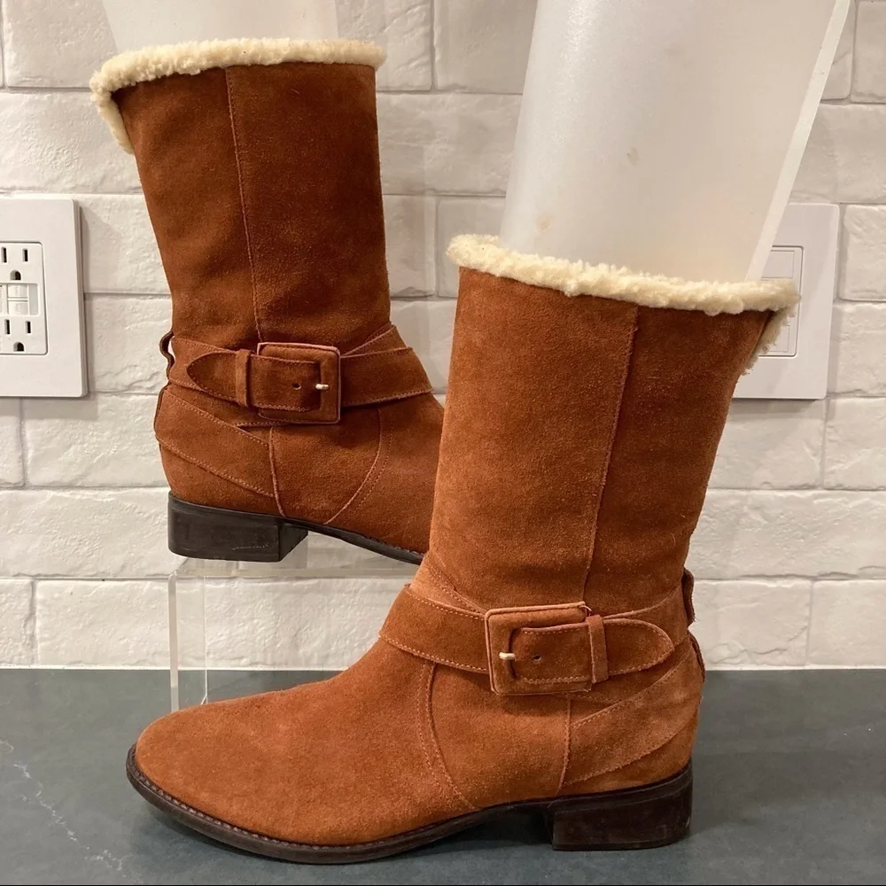Talbots 8 chestnut suede wool lined boots